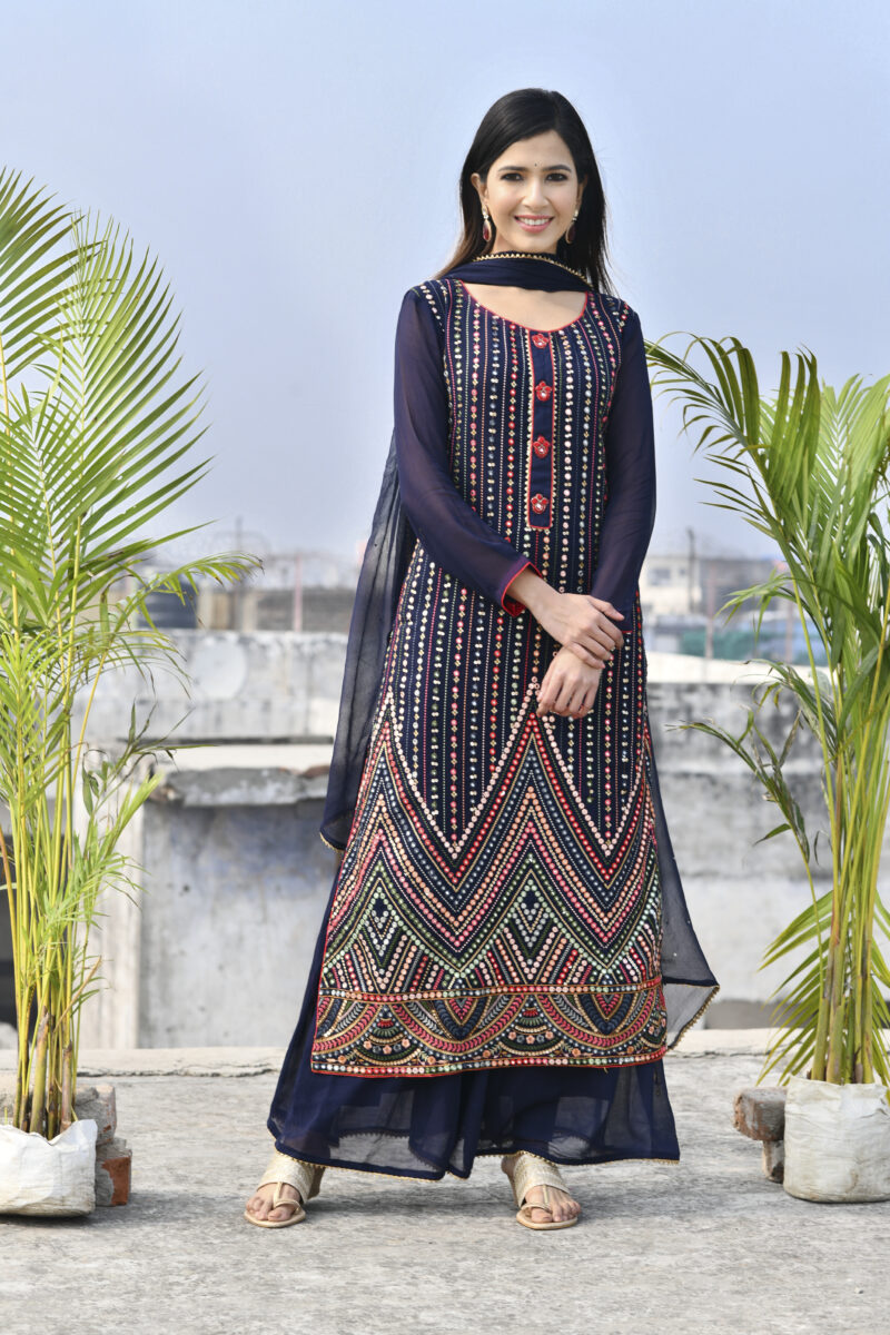 Black Designer Embroidered Suit